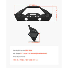 Front Bumper Compatible with 2018-2024 Jeep Wrangler JL JLU & Gladiator JT
