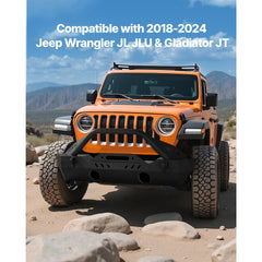 Front Bumper Compatible with 2018-2024 Jeep Wrangler JL JLU & Gladiator JT