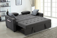 Corrado 70"W Modern Gray Fabric Sleeper Sofa with 2 USB Charging Ports and 4 Accent Pillows