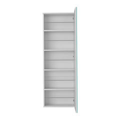 Wall Shoe Rack 54" H, One Mirror, One Door, Five Internal Storage Shelves, Approximate Capacity for Ten Shoes, White