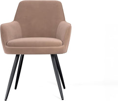 Brown Modern Mid-Century Upholstered Accent Chair with Channel-Tufted Back, Set of 2