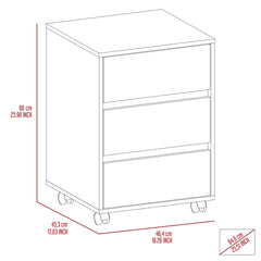 Vienna Three Drawers Filing Cabinet, Roller Blade Glide