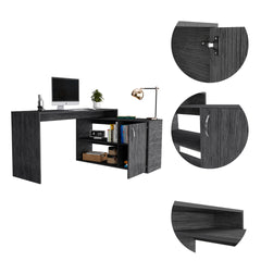Smokey Oak 2-Shelf L-Shaped Office Desk
