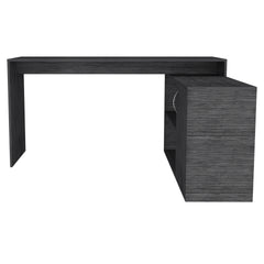 Smokey Oak 2-Shelf L-Shaped Office Desk