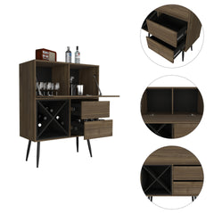 Wenge 4-Bottle 2-Drawer Bar Cabinet Mahogany and