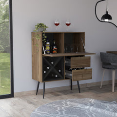 Wenge 4-Bottle 2-Drawer Bar Cabinet Mahogany and