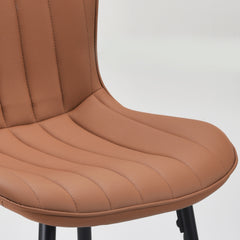 Counter Stools Set of 2, Faux Leather Kitchen & Dining Room Chairs for Dining Room, Counter Height Bar Stools,Mid Century Modern Dining Table Chairs with Metal Legs, Brown