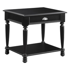 Classic Design Black Finish End Table with Drawer and Bottom Shelf Wooden Traditional Living Room Furniture 1pc Side Table