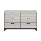 Contemporary 6-Drawer Storage Dresser Wooden Bedroom Furniture 1pc Two-Tone Finish White Oak and Gray