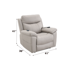 Chriki Light Gray Polished Microfiber Power Motion Recliner with Lift, Heating & Massage Chair