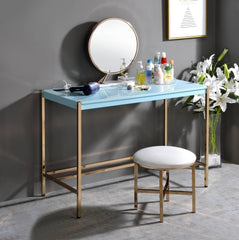 Midriaks Baby Blue & Gold Finish Writing Desk W/USB