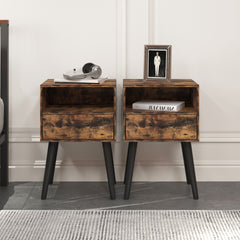 Nightstand,Modern Bedside Table with Storage Drawer and Open Wood Shelf, for Living Room, Bedroom and Small Spaces, Accent Night Stand, Easy Assembly