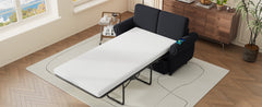 57.9" Orisfur Pull Out Sofa Bed Loveseat Sleeper with Twin Size Memory Mattress with Two USB Ports for Living Room Spaces, Black