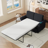57.9" Orisfur Pull Out Sofa Bed Loveseat Sleeper with Twin Size Memory Mattress with Two USB Ports for Living Room Spaces, Black