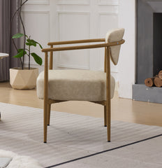 Beige PU color dining room chair, living room chair, bedroom chair, PU with foam back and seat,soft and comfortable seating, metal frame with water transfer pringting, wood grain visual