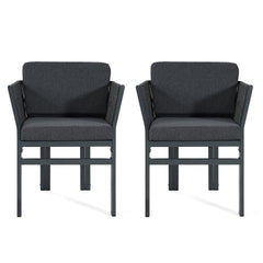 Outdoor Dining Chair Set of 2 ,Grey Aluminum Frame with Grey Cushion, 300lbs Capacity, All-Weather Patio Seating for Backyard, Deck & Garden