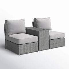 LSI All-Weather 2-Person Wicker Conversation Set with Cushions – No Assembly Require