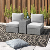 LSI All-Weather 2-Person Wicker Conversation Set with Cushions – No Assembly Require