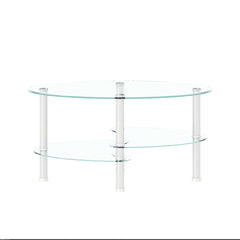 Transparent Oval glass coffee table, modern table with stainless steel leg, tea table 3-layer glass table for living room