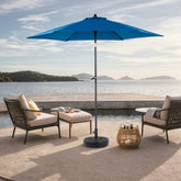 9FT Outdoor Patio Umbrella Outdoor Table Umbrella with Push Button Tilt and Crank, Market Umbrella 6 Sturdy Ribs , Deck, Backyard, Pool (Base Not Included) - ( Blue )