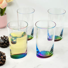 Oval Halo Acrylic Glasses Drinking Set of 4 Hi Ball (15oz), Plastic Drinking Glasses, BPA Free Cocktail Glasses, Drinkware Set, Plastic Water Tumblers