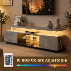 TV Stand for 55 Inch TV LED Gaming Entertainment Center Media Storage Console Table with Large Side Cabinet for Living Room (Grey+Black)