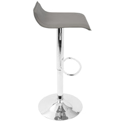 Ale Contemporary Adjustable Barstool in Grey PU Leather by LumiSource - Set of 2