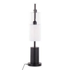 Cannes Contemporary Table Lamp in Black Metal with White Shades by LumiSource