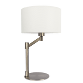 Horizon Brushed Nickel Table Lamp with On/Off Switch Curved Metal Base Linen Shade