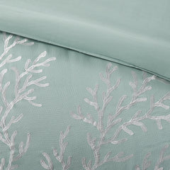 Oversized Cotton Jacquard Comforter Set Aqua Twin