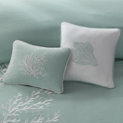 Oversized Cotton Jacquard Comforter Set Aqua Twin