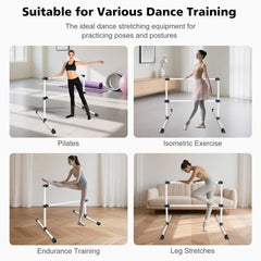 4FT White Ballet Barre With Adjustable Range Of 6.7-46 Inches For Dance Practice
