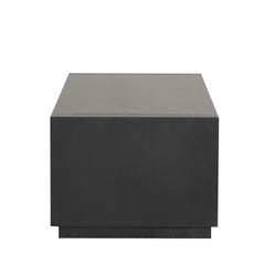 Contemporary Style Rectangle Coffee Table Plinth Base Open Bottom shelf Black Finish Primary Living Room