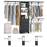 Closet Organizer - High Capacity Wardrobe Rack with 3 Drawers, Shelves & Expandable Hanger Rods, Fits 6-9 ft Spaces, Durable & Stylish - 96" L x 16" W x 75" H, Supports Up to 1000 LBS