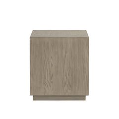 1pc Square End Table Plinth Base Open Bottom shelf Natural Finish Primary Living Room