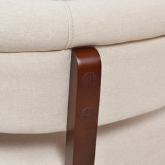 Jared Roll Arm Tufted Bench Settee, Sky Neutral Beige Polyester