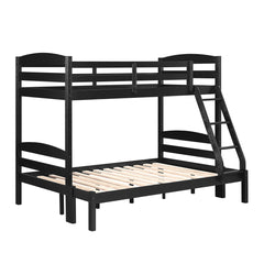 Twin over Full Bunk Bed with Guard Rails 1pc Sturdy Wooden Black Finish Youth Bedroom Furniture