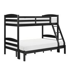 Twin over Full Bunk Bed with Guard Rails 1pc Sturdy Wooden Black Finish Youth Bedroom Furniture