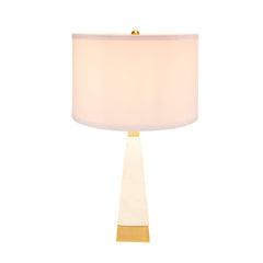 D15x26" White and Gold Thin Pyramid Table Lamp with Drum Shade(Lamp Shade Assembly Required)