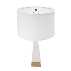 D15x26" White and Gold Thin Pyramid Table Lamp with Drum Shade(Lamp Shade Assembly Required)
