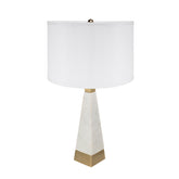 D15x26" White and Gold Thin Pyramid Table Lamp with Drum Shade(Lamp Shade Assembly Required)