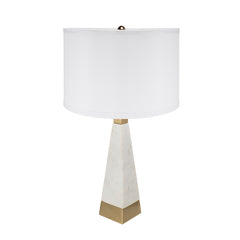 D15x26" White and Gold Thin Pyramid Table Lamp with Drum Shade(Lamp Shade Assembly Required)