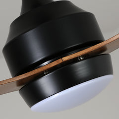 52" Ceiling Fan with Lights Quiet DC Motor 3 ABS Blade Ceiling Fans 6 Speed Levels,Reversible Ceiling Fan, for Patio Living Room, Bedroom, Office,Indoor. Matte Black + Walnut