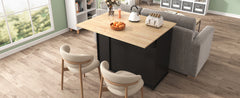 K&K Kitchen Island with Drop Leaf, Kitchen Storage Cart with 3 Tier Pull Out Cabinet Organizer, Internal Storage Rack, Rolling Kitchen Cart on Wheels with Towel Rack, 2 Drawers, for Kitchen, Black