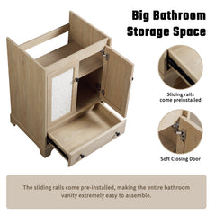 Bathroom Vanity Sink Base Wooden Material Ready-to-Assemble Bathroom Cabinet 24" Width without sink