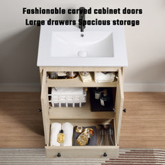 Bathroom Vanity Sink Base Wooden Material Ready-to-Assemble Bathroom Cabinet 24" Width without sink