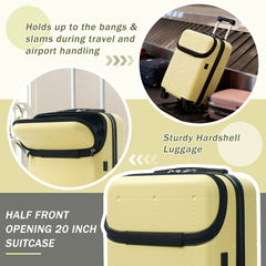 Hardside Luggage Set 5 Piece with Bags,20IN Half-opening Carry on Luggage with USB Port, Expandable 24IN 28IN Luggage with Double Spinner Wheels TSA Lock