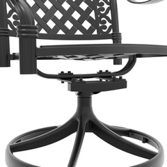 Cast Aluminum Patio Swivel Chair 2PCS With Black Frame and Red Cushions