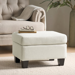 Upholstered Ottoman, Beige