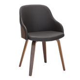 Bacci Mid-Century Modern Dining/Accent Chair in Walnut Wood and Brown Faux Leather by LumiSource
